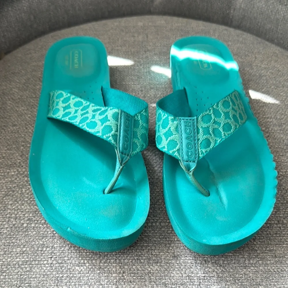 Coach Turquoise Sandals - Picture 1 of 3